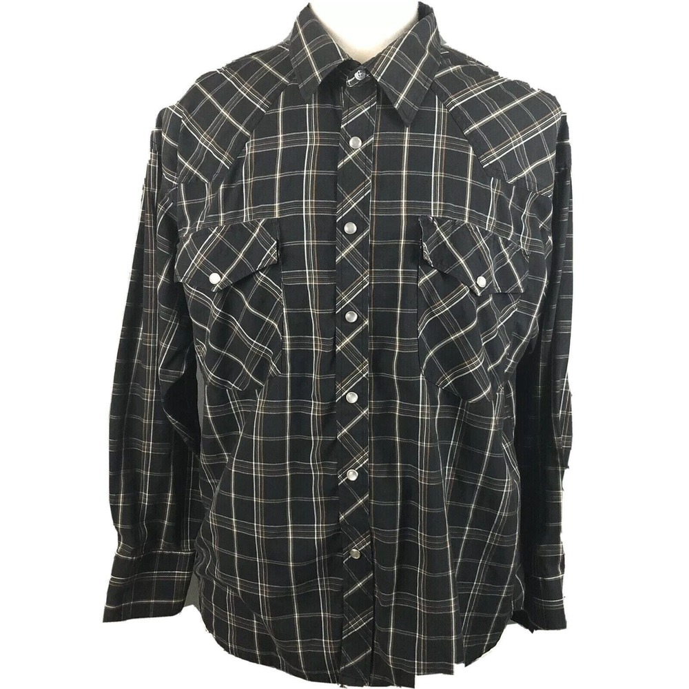 Renegade Cowboy Western Shirt Size Large Pearl Snaps Rodeo Style Plaid Farm‎